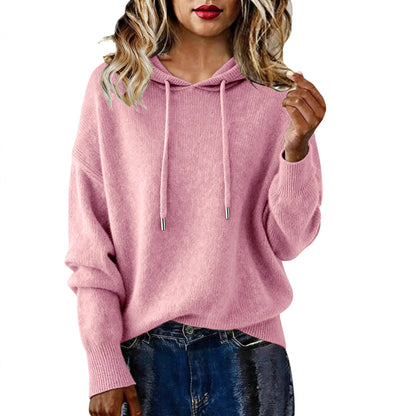 Damen Oversized Kapuzenpullover Texturiert Kordelzug Beige