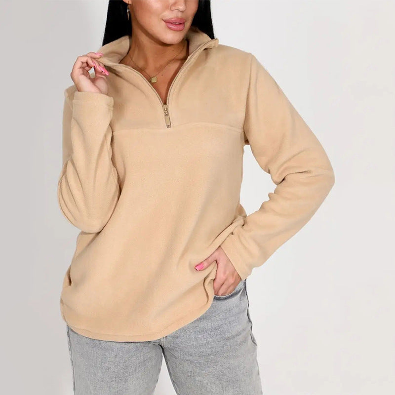 Damen Fleece Pullover Stehkragen Halbzipp Norvielle - Norvielle
