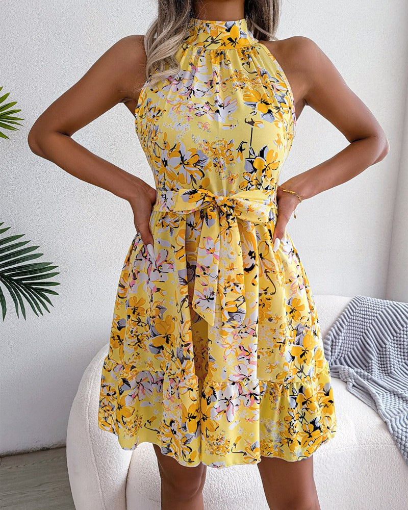 Damen Halterkleid Blumenmuster Röckchen Norvielle