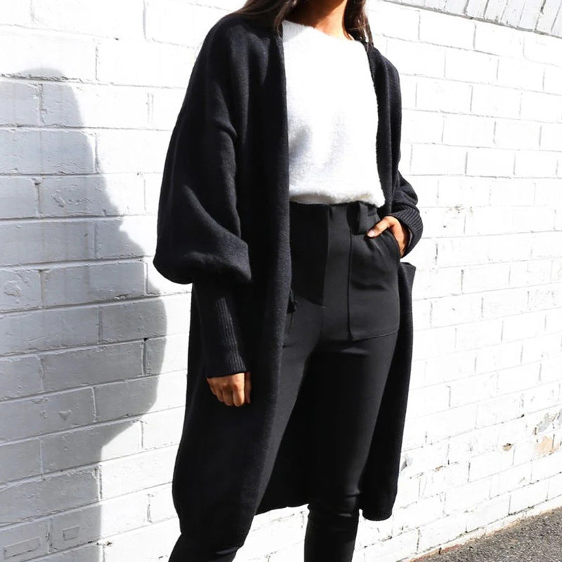 Damen Strickjacke Voluminöse Ärmel Praktische Taschen Norvielle