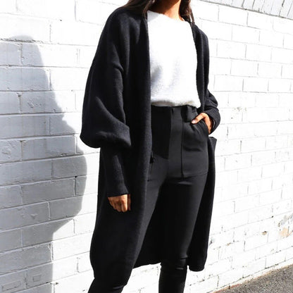 Damen Strickjacke Voluminöse Ärmel Praktische Taschen Norvielle