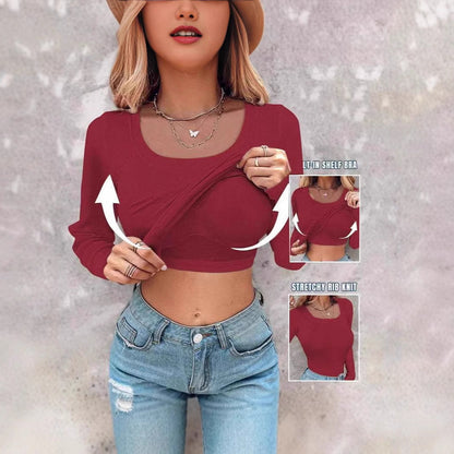 Damen Cropped Langarmshirt Mit Trägershirt Norvielle