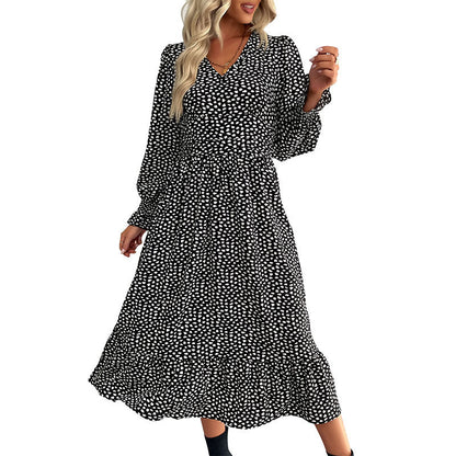 Damen Midi-Kleid Florales Muster Rüschendetails Norvielle