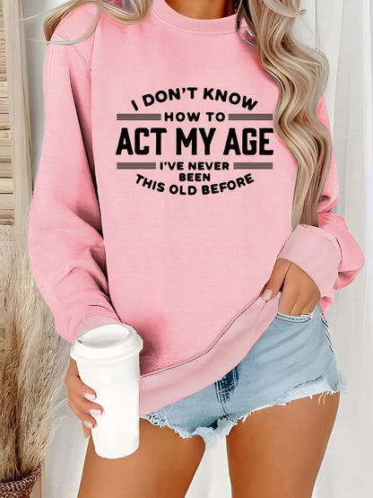 Damen Sweatshirt Lässiger Schnitt Humorvolles Design Grau