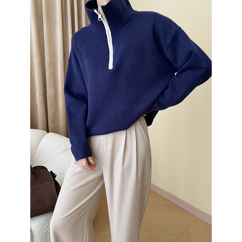 Damen Pullover Halb-Reißverschluss Lässiger Schnitt Norvielle