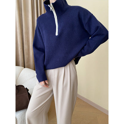 Damen Pullover Halb-Reißverschluss Lässiger Schnitt Norvielle