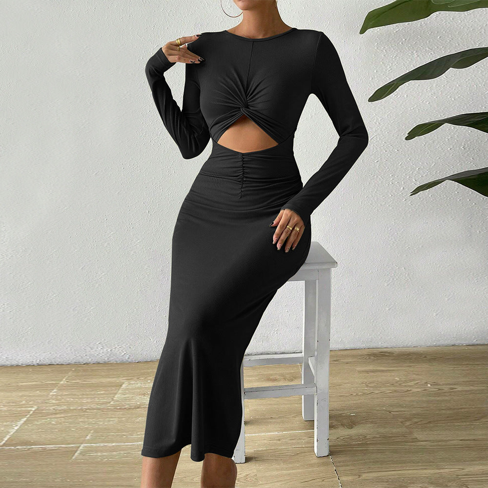 Damen Midikleid Raffinierte Rüschendetails Cut-Outs