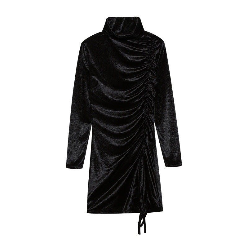 Damen Partykleid Hochgeschlossener Kragen Raffungen Norvielle