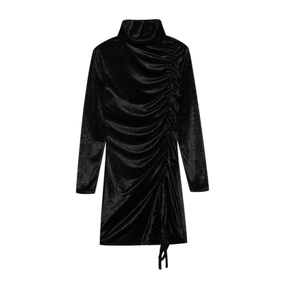 Damen Partykleid Hochgeschlossener Kragen Raffungen Norvielle