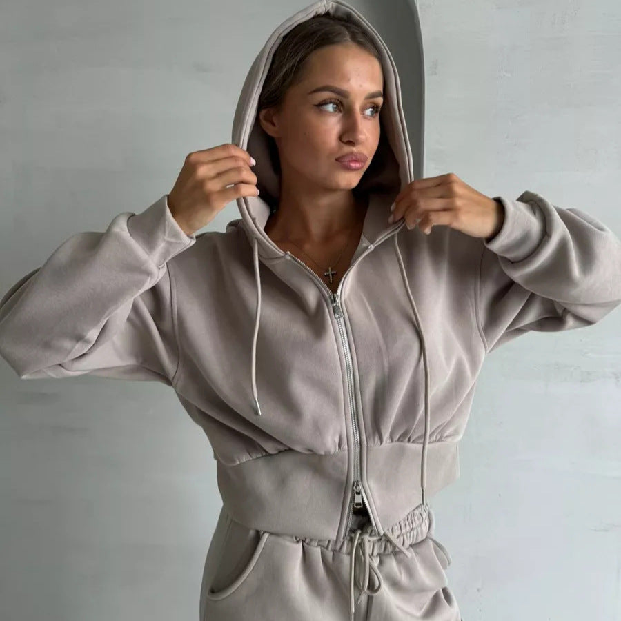 Damen Sport Set Cropped Hoodie und Jogginghose Norvielle