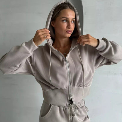 Damen Sport Set Cropped Hoodie und Jogginghose Norvielle