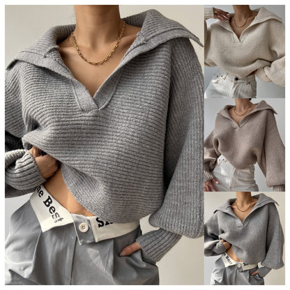 Damen Pullover Cropped mit hohen Ärmeln Norvielle - Norvielle
