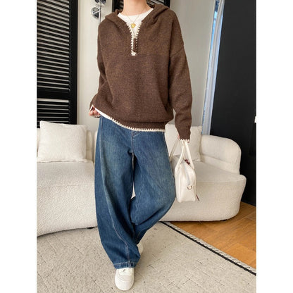 Damen Hoodie Kuschelig Halbreißverschluss Bequem Norvielle