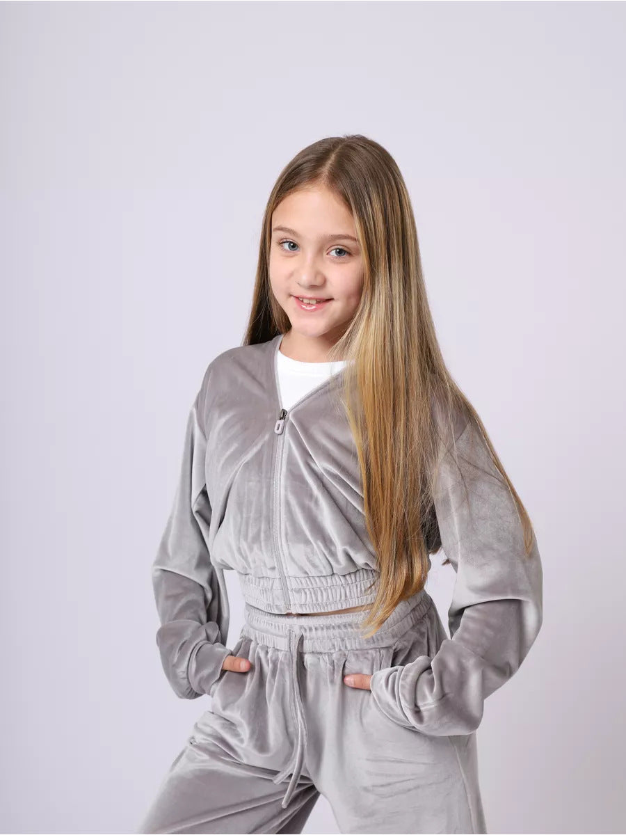 Damen Velours Sweatanzug Kapuze Elastischer Bund Norvielle