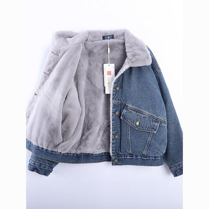 Damen Jeansjacke Gesteppt Weiches Fleece Norvielle