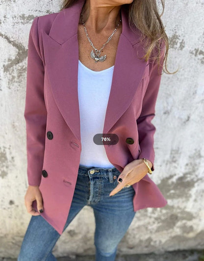 Damen Blazer Doppelter Knopfleiste Stylischer Schnitt Norvielle