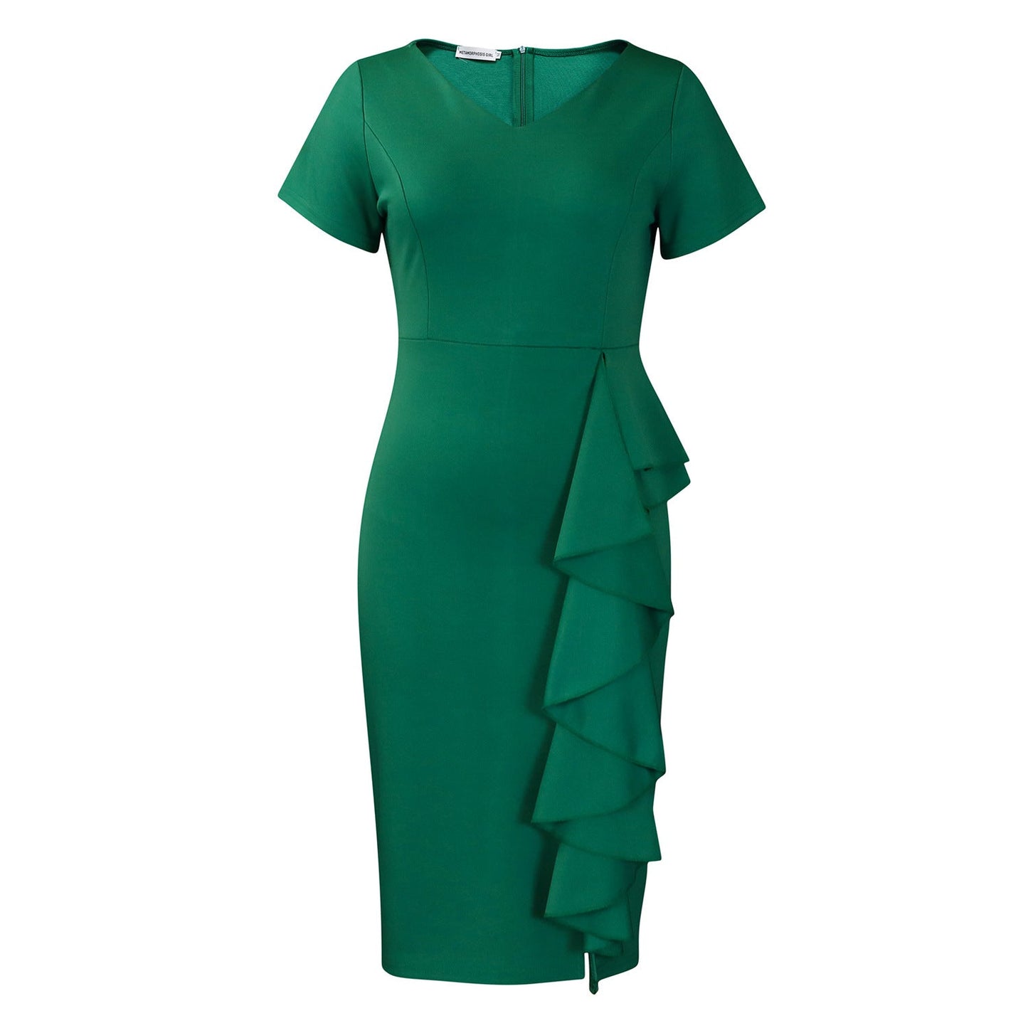 Damen Etuikleid Asymmetrisches Rüschendesign