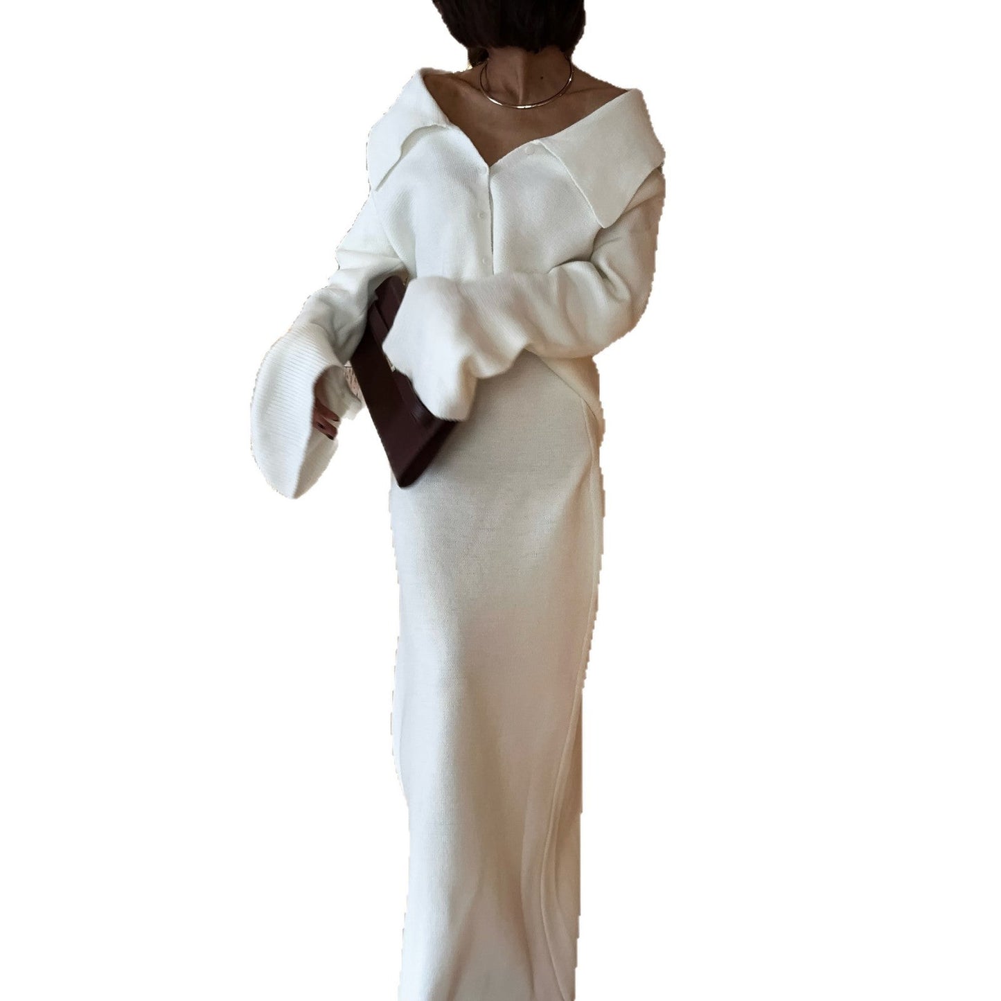Damen Strickkleid Figurbetont Lässiger Bund Norvielle