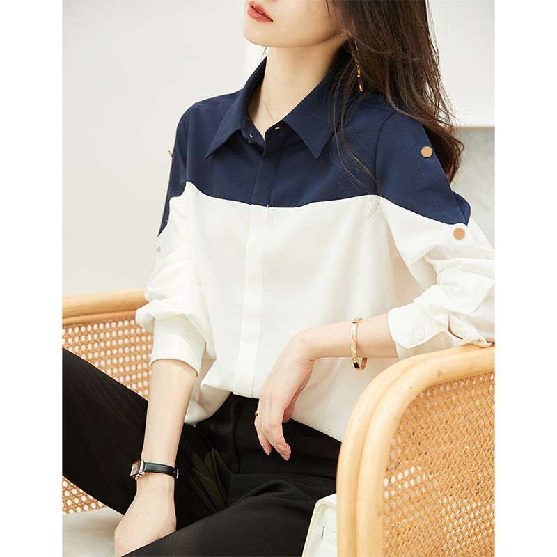 Damen Blusenshirt Farbblock-Design Norvielle