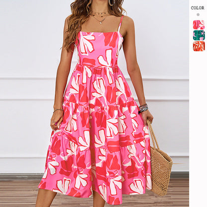 Damen Midikleid mit Blumenmuster Voluminöser Rock - Norvielle