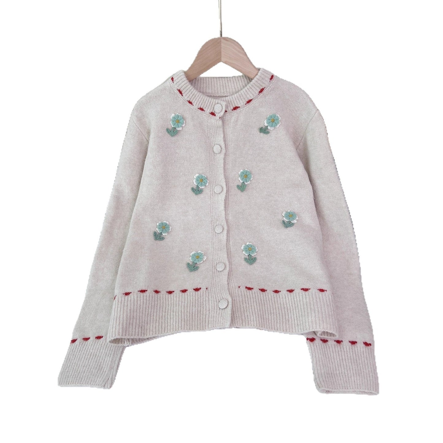 Damen Strickjacke Florales Muster Knopfverschluss Norvielle