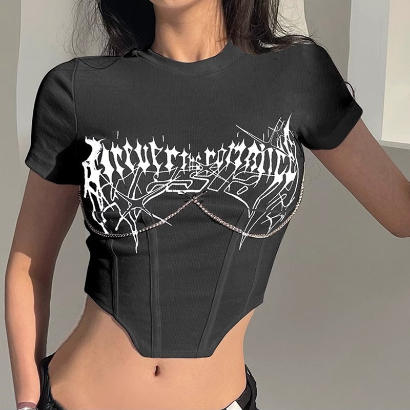 Damen Cropped Künstlerdruck Figurbetont Norvielle
