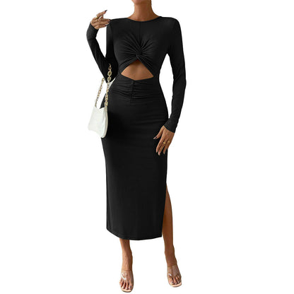 Damen Midikleid Raffinierte Rüschendetails Cut-Outs