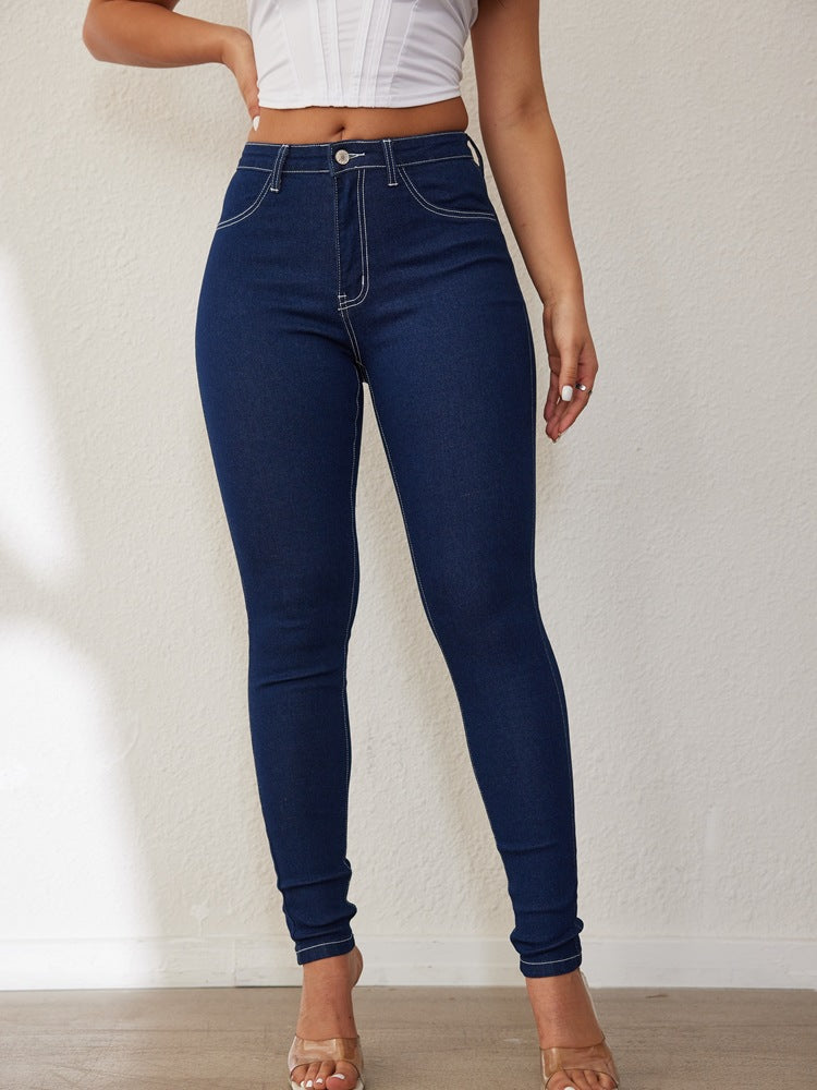 Damen Skinny Jeans Hohe Taille Figurbetonend muster nicht