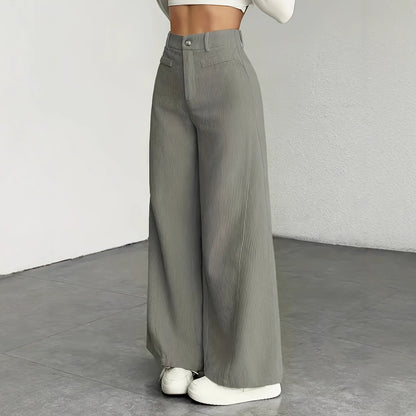 Damen Cordhose Weite Passform Hoher Bund Lang