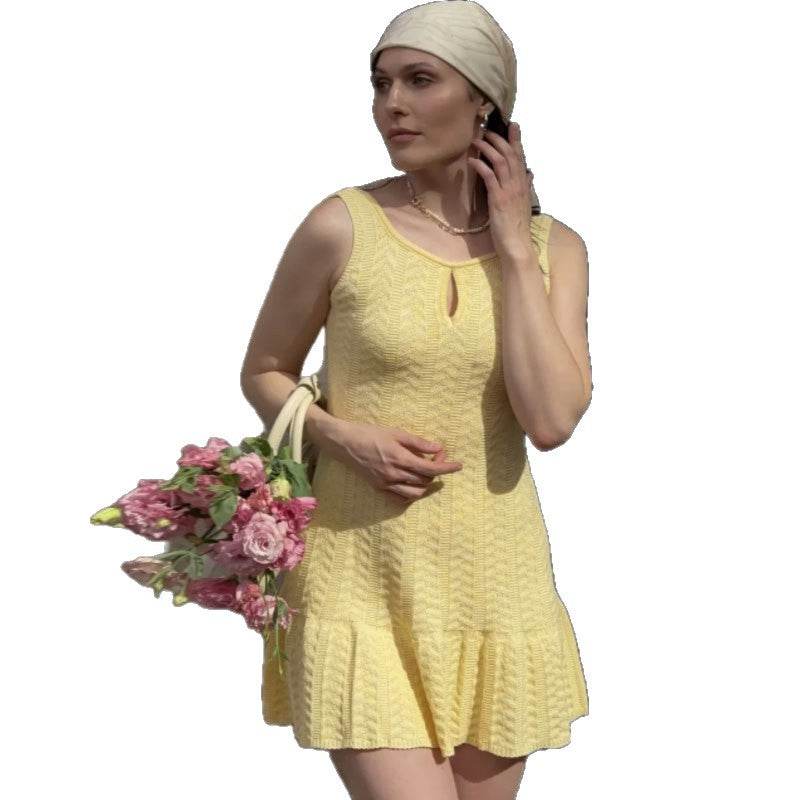 Damen Strickkleid Raffiniertes Schlüssel-Ausschnitt Norvielle