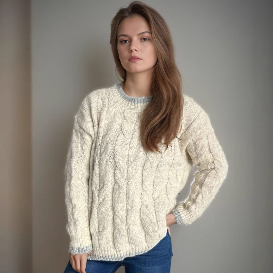 Damen Grobstrickpullover Zopfdesign Norvielle