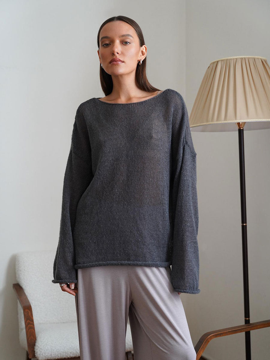 Damen Strickpullover Weit Norvielle Luftig