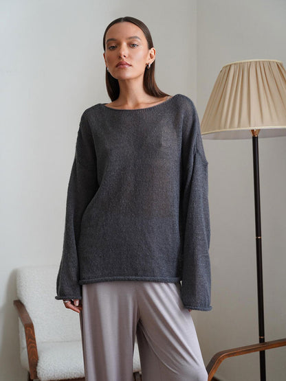 Damen Strickpullover Weit Norvielle Luftig