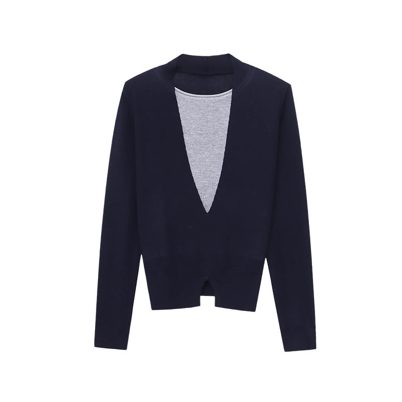 Damen Pullover V-Ausschnitt Feine Textur Norvielle