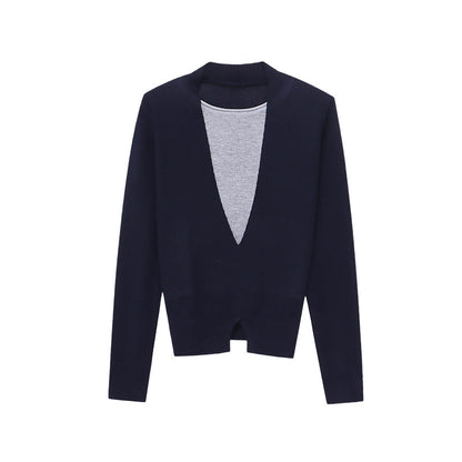Damen Pullover V-Ausschnitt Feine Textur Norvielle