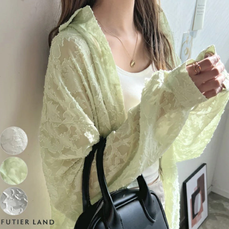 Damen Chiffon-Cardigan Florales Muster Eleganter Schnitt - Norvielle