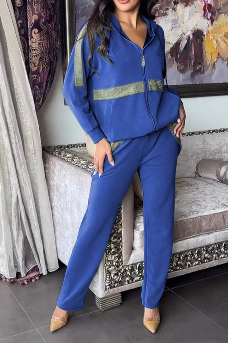 Damen Sportanzug-Set Lässig Mit Taschen