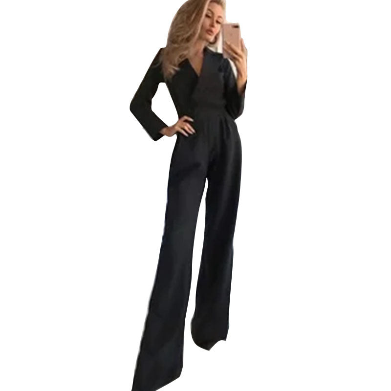 Damen Jumpsuit Figurbetont Weites Bein Norvielle