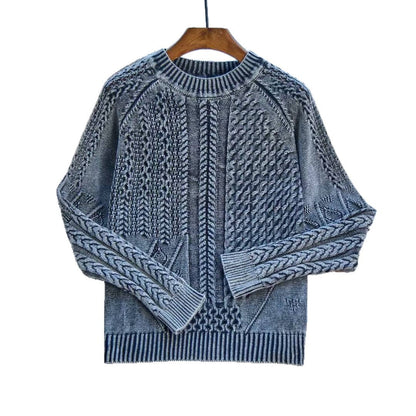 Damen Pullover Strukturiertes Zopf-Design Rundhals Norvielle