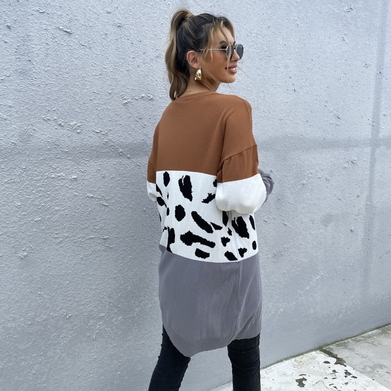 Damen Kuschelstrickjacke Blockdesign Bunt