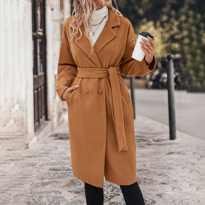 Damen Trenchcoat Taillierbarer Gürtel Moderner Schnitt Norvielle - Norvielle