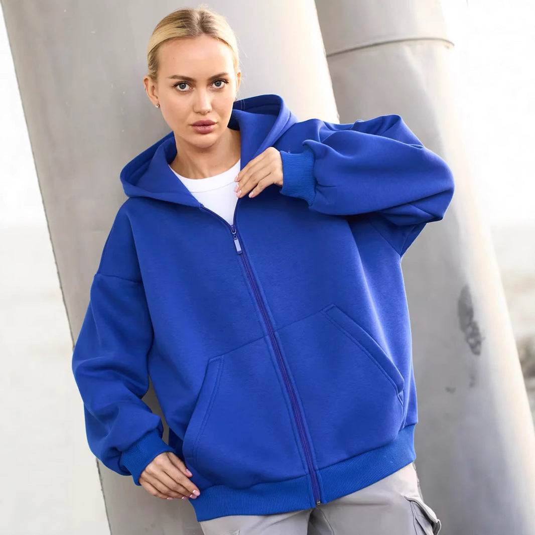 Damen Zip-Hoodie Lässiger Schnitt Große Taschen Norvielle