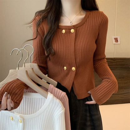 Damen Cardigan aus Strickstoff mit Knöpfen Dunkelblau