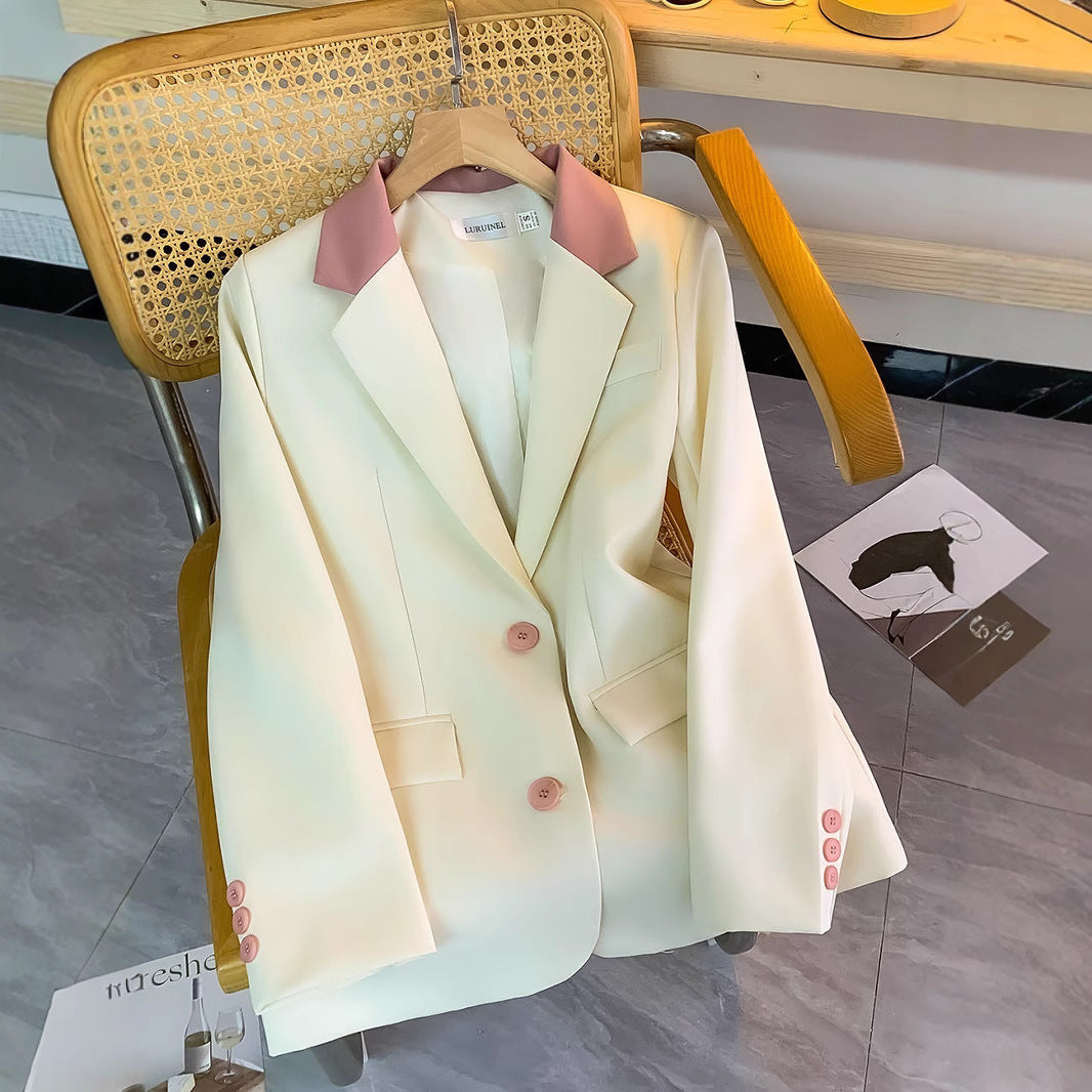 Damen Blazer Eleganter Kragen Knöpfe