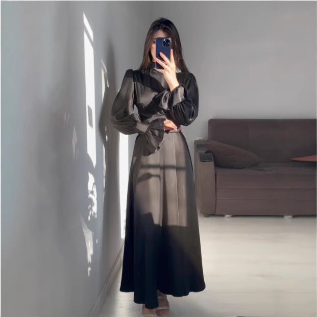 Damen Maxikleid Weite Ärmel Raffinierter Schnitt Norvielle
