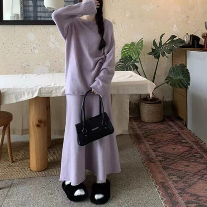 Damen Off-Shoulder Strickkleid Lässig Fließender Schnitt Norvielle