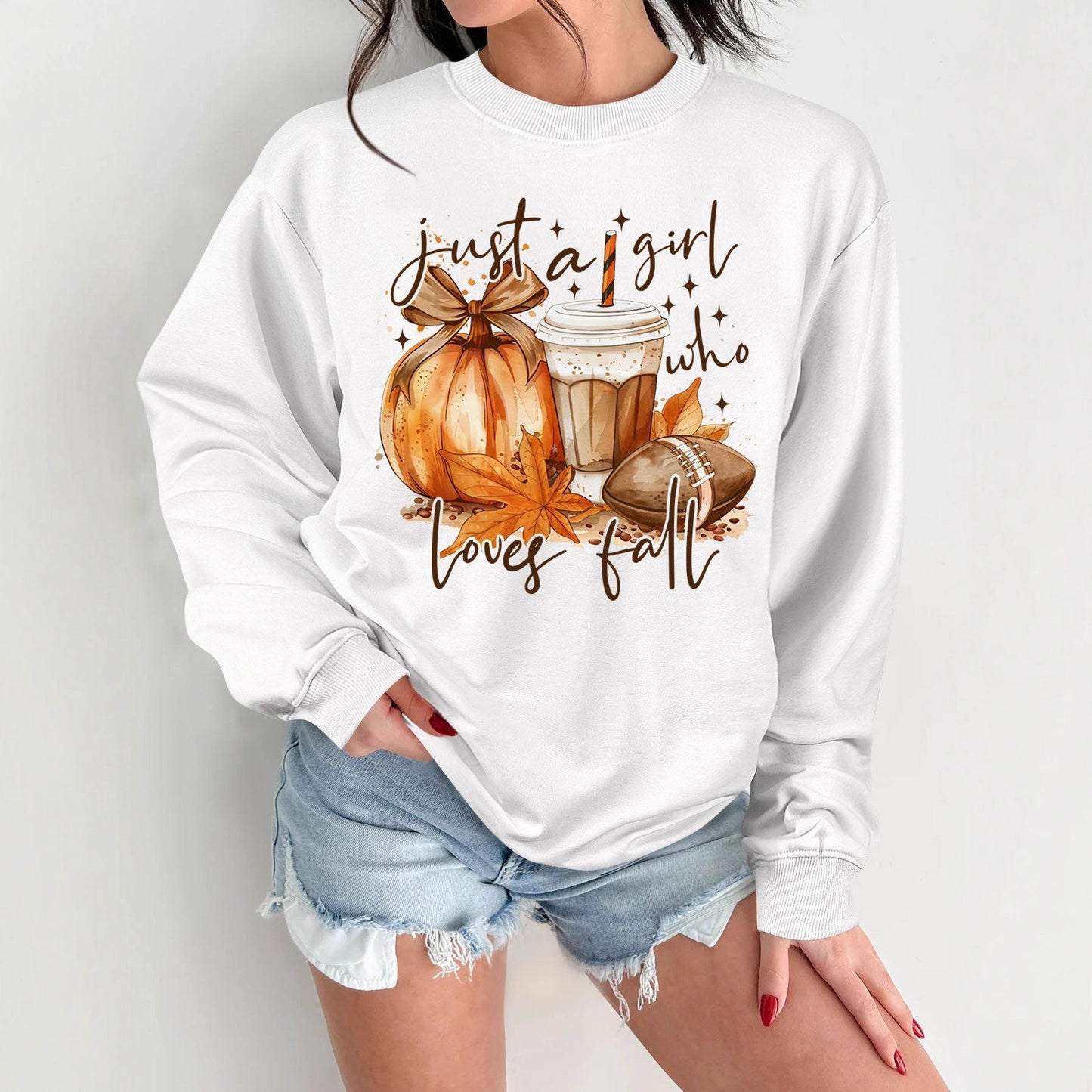 Damen Sweatshirt Herbstlich Motiv Druck Norvielle