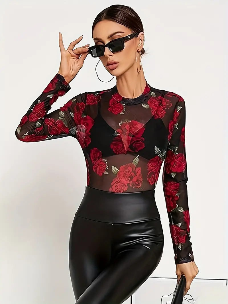 Damen Langarmshirt Abstraktes Design Norvielle