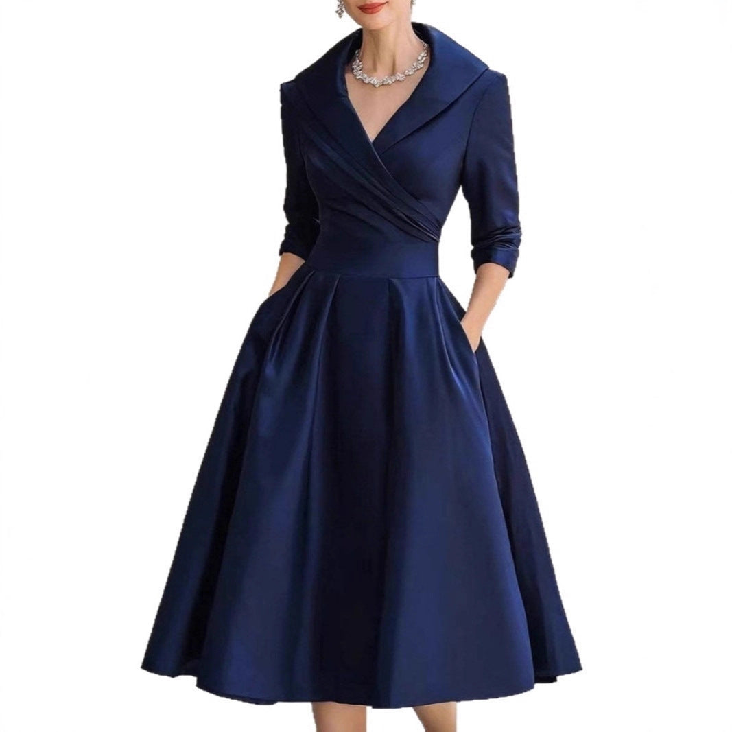 Damen Wickelkleid mit Schößchen und Taschen Norvielle