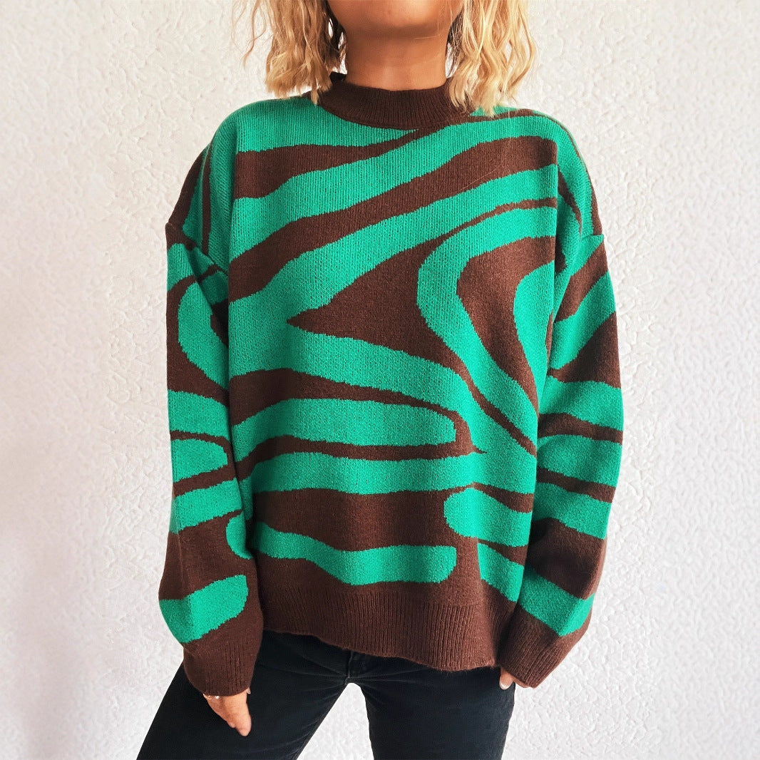Damen Oversized Pullover Zebra Muster Kuschel Norvielle